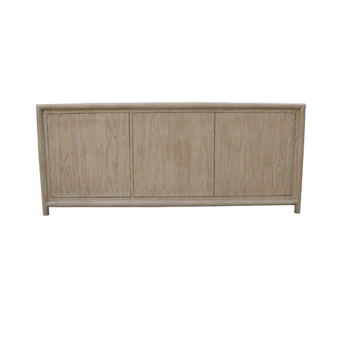 Zery Sideboard Cabinet w 3 Doors in Brushed White Pine Wood | 83"