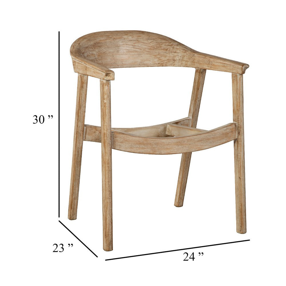 Beny Dining Armchair Frame w Curved Back | Aged White Pine Wood BM338184