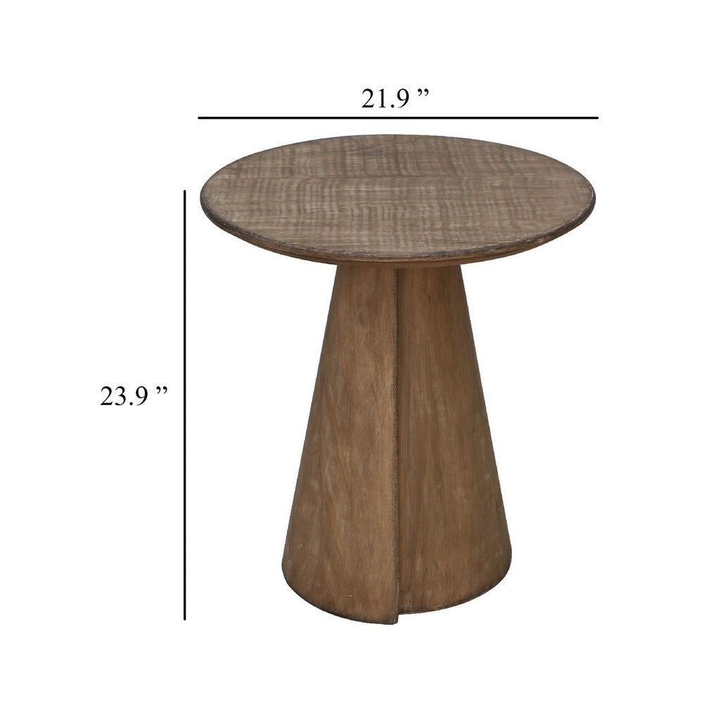 Rela Side End Table | 22’’ Round Top w Tapered Base | Antique Brown BM338198