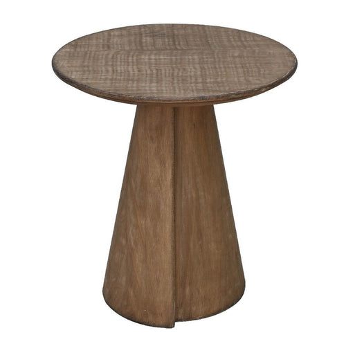 Rela Side End Table | 22" Round Top w Tapered Base | Antique Brown