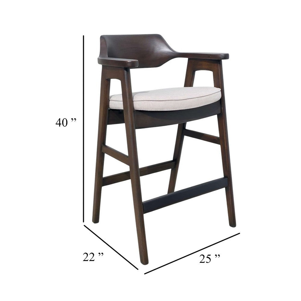 Zsy Barstool Chair w Curved Back | Java Brown Birch Wood | Sand White BM338202