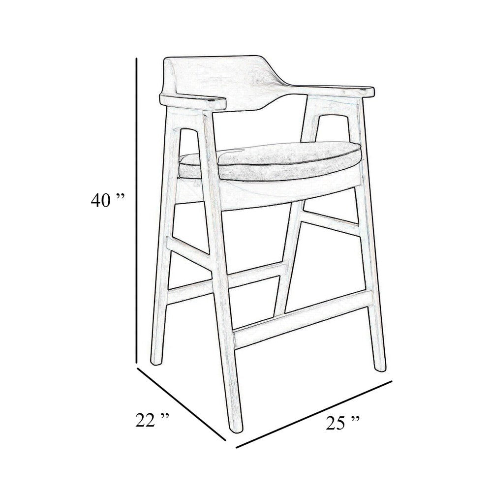 Zsy Barstool Chair w Curved Back | Natural Brown Birch Wood | Anew Gray BM338203