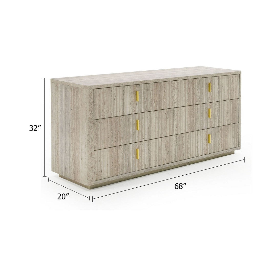 Noe Mali Dresser | 6 Drawers w Metal Handles | 68’’ | Gray Laminate BM338232