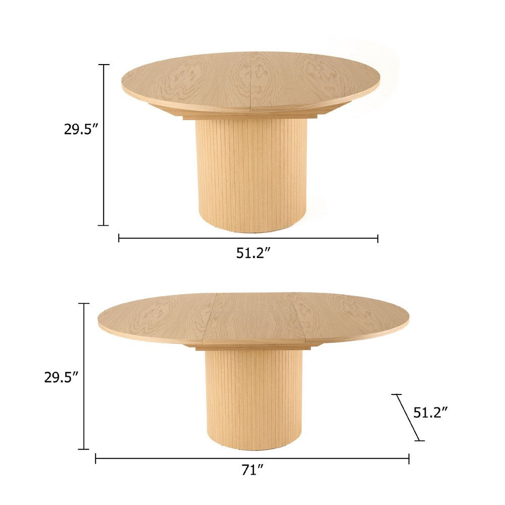 Cid Kimi Dining Table | Round 51-71’’ Extendable Top | Brown Plywood Base BM338237