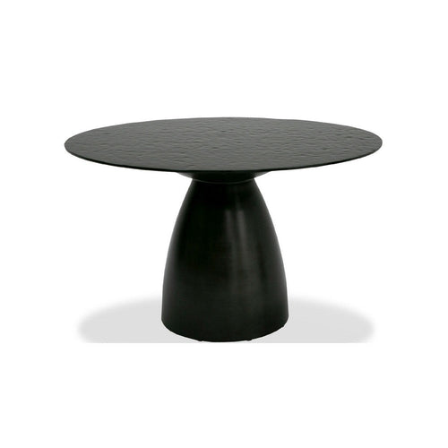 Cid Lexi Dining Table | 47" Black Wave Glass Top | Brushed Base