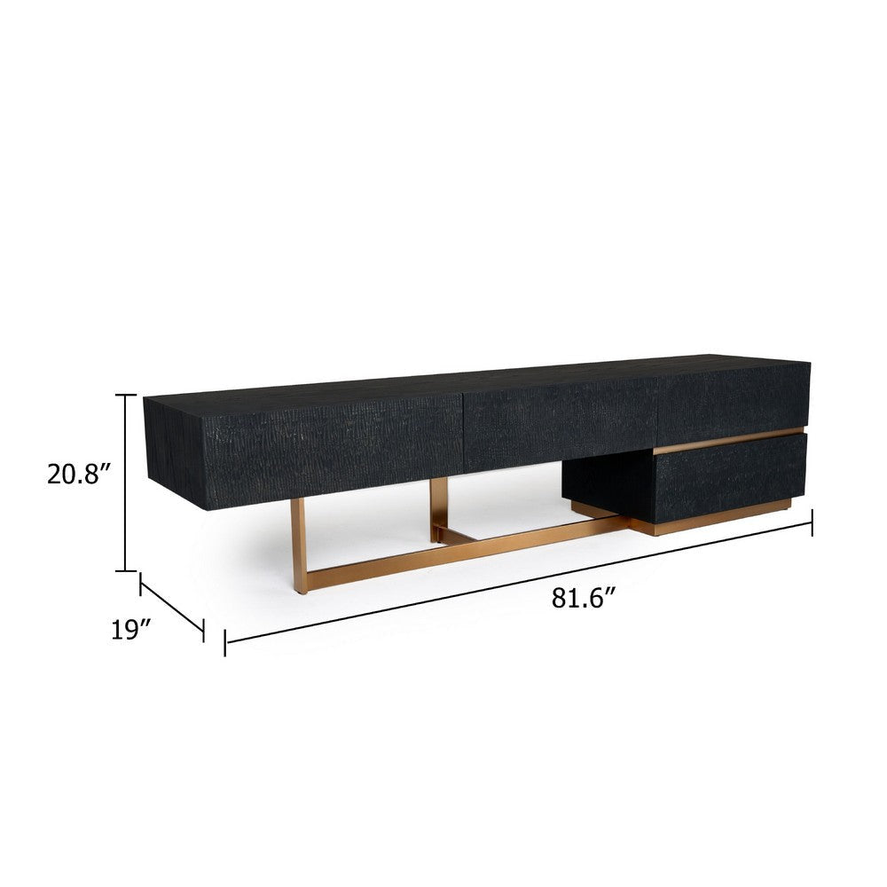 Cid Jim TV Stand Media Entertainment Center | 4 Drawer | Black | Gold | 82’’ BM338253