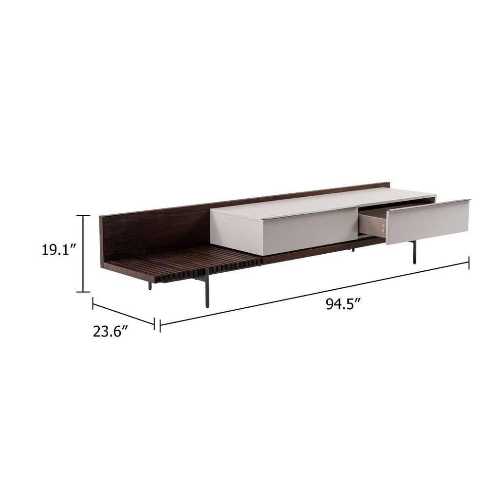 Cid Inish TV Stand Entertainment Center | 2 Drawers | Beige | Brown | 94’’ BM338254
