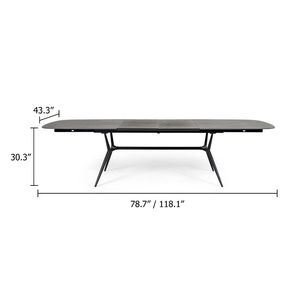 Cid Julie Dining Table | 79-118" Extendable Black Ash Ceramic Top