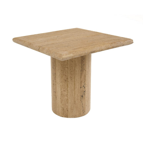 Cid Flet Side End Table | Beige Travertine Marble | Square 17" Top