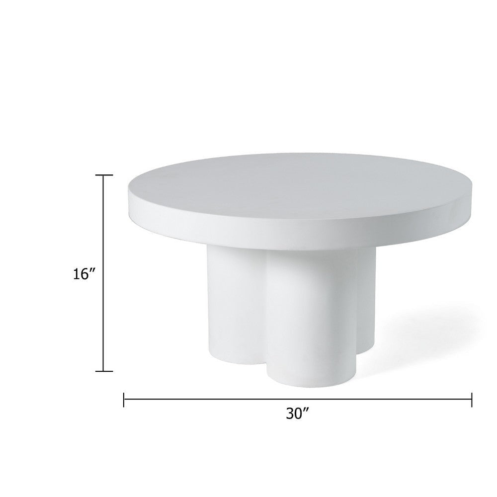 Cid Run Coffee Table | White Concrete | Abstract Base | Round 30’’ Top BM338284
