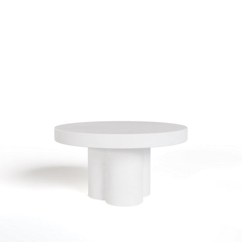 Cid Run Coffee Table | White Concrete | Abstract Base | Round 30" Top