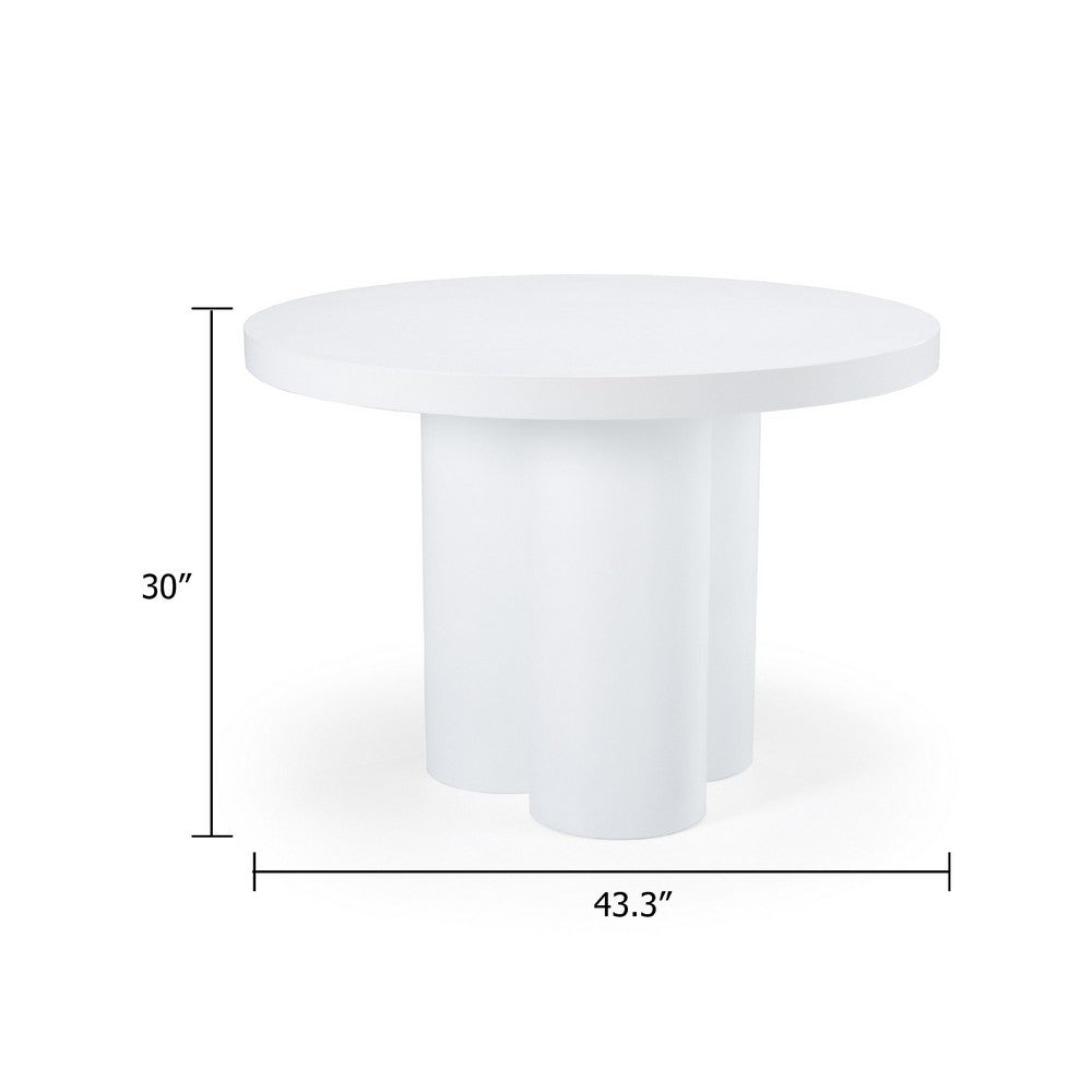 Cid Run Dining Table | White Concrete Abstract Base | Round 43"