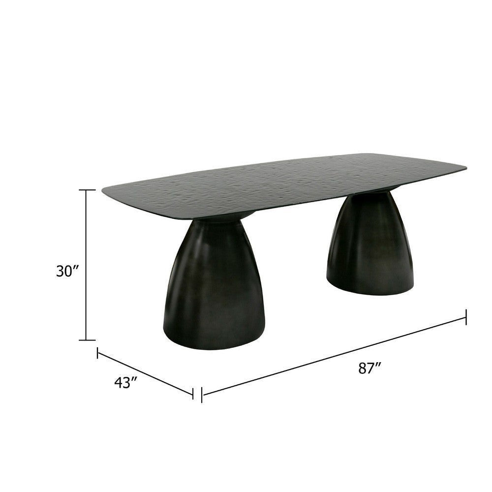 Cid Lexi Dining Table | 87’’ Black Tempered Glass Top | Aluminum Base BM338296