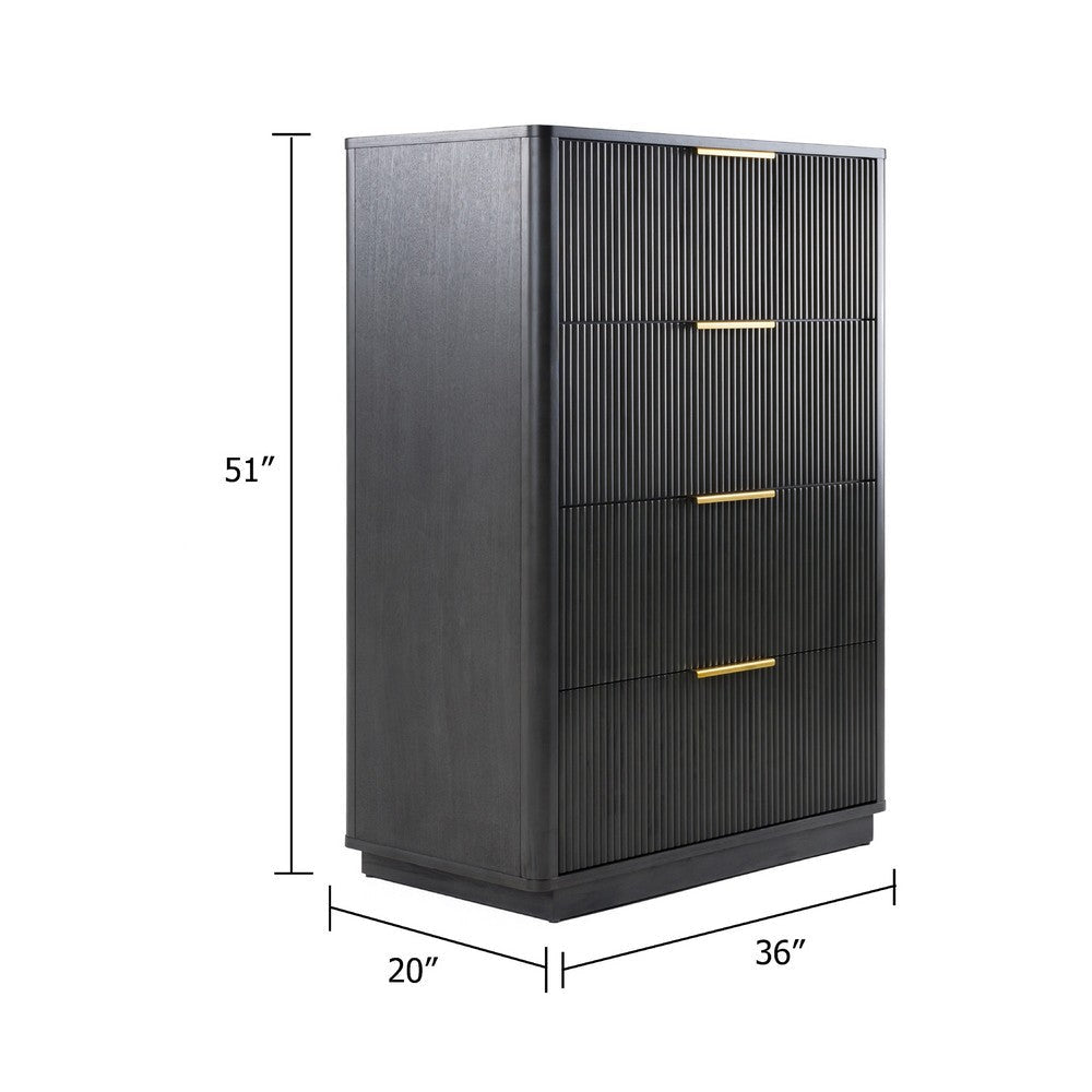 Noe Celia Tall Dresser Chest | 4 Drawers | Retro Luxe Gray Solid Wood BM338303