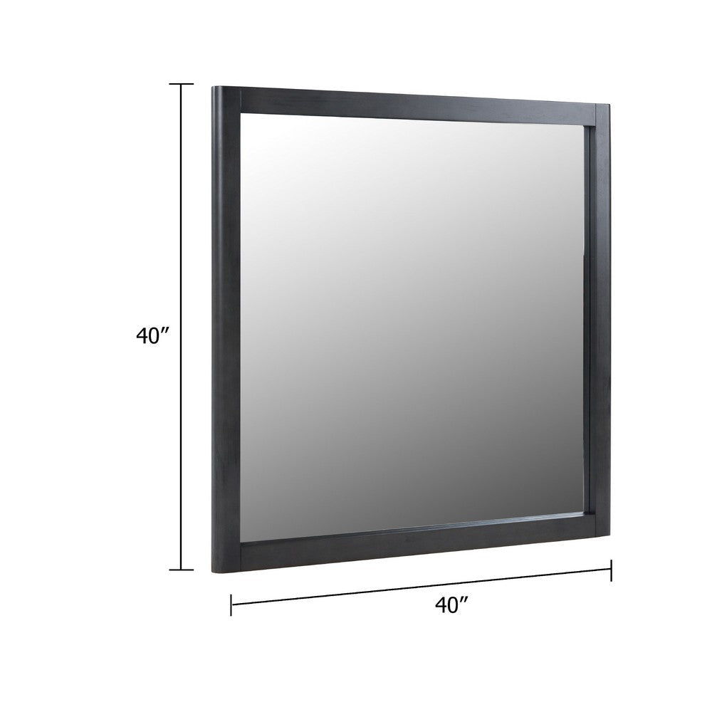 Noe Celia Dresser Mirror | Retro Luxe Gray Solid Wood Frame | 40’’ BM338305