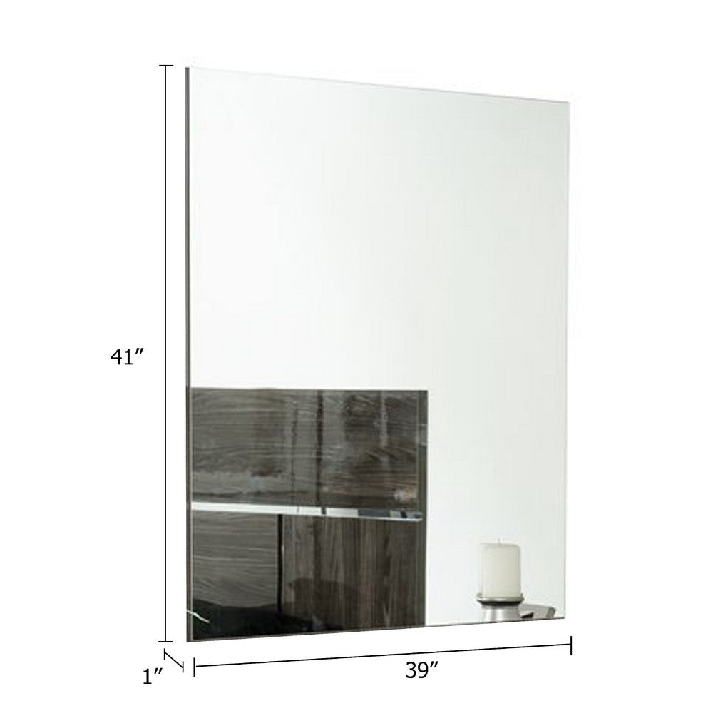 Accent Mirror | Italian Design | 41’’ Elm Gray Lacquer Wood Frame BM338311