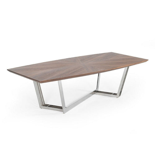 Cid Glory Dining Table | 107" | Walnut Brown Starburst Top | Steel Base