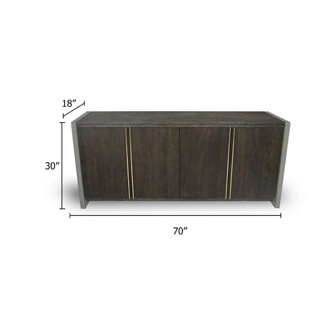 Cid Coe Sideboard Buffet Cabinet | Solid Walnut Brown | 4 Doors | 70’’ BM338336