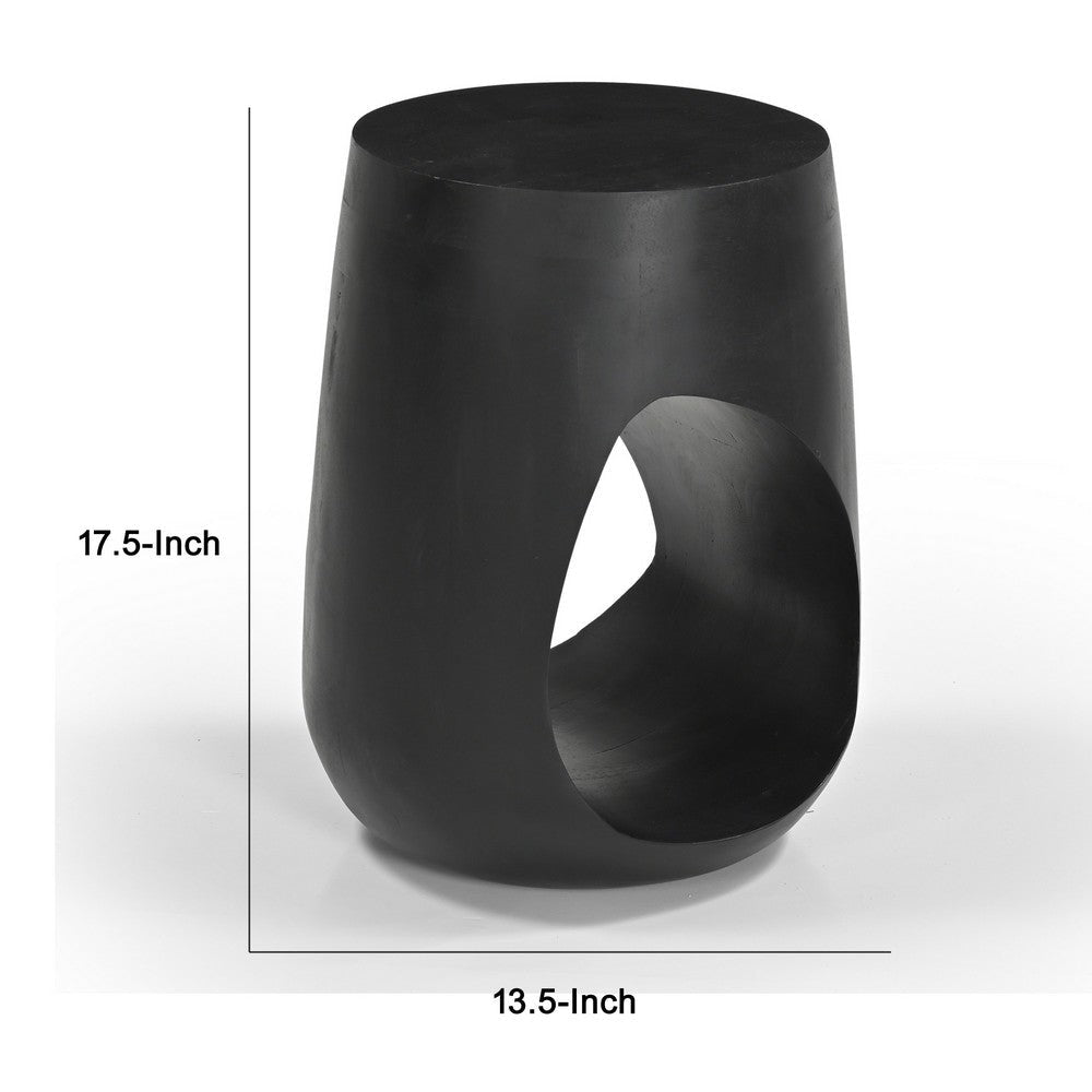 Trik Side End Table | 18’’ | Free Form Hollow Center Black Wood BM338351