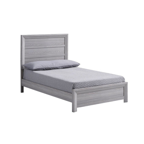 Laide Twin Bed | Panel Style Headboard | Rustic Farmhouse Driftwood Gray