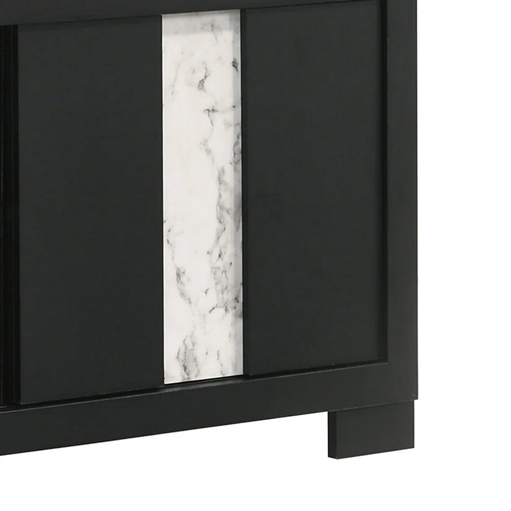 Amey TV Stand Media Cabinet | 2 Sliding Doors & 2 Shelves | Black Wood BM338384