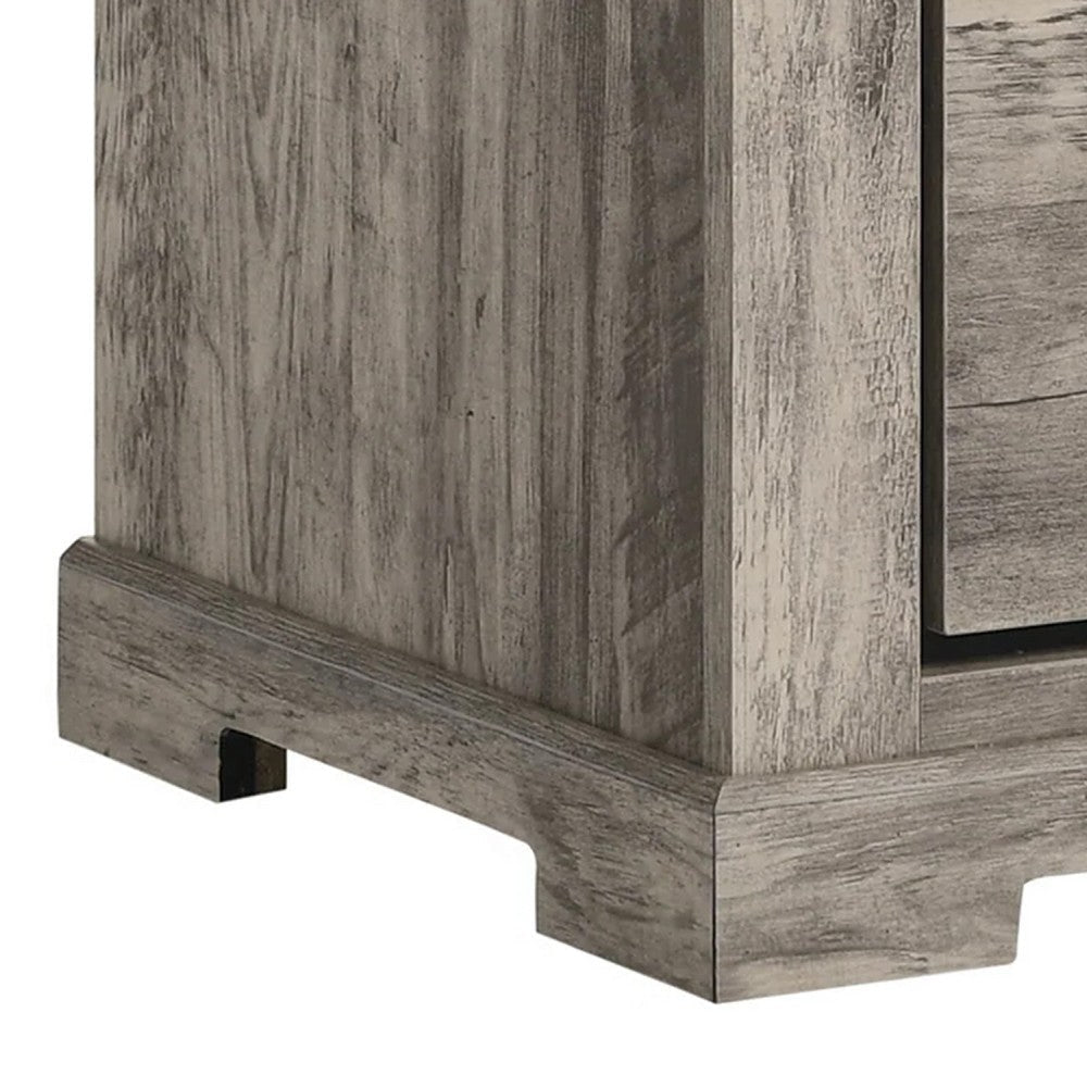 Elaya Nightstand w 2 Drawers | Black Metal | Weathered Gray Wood BM338388