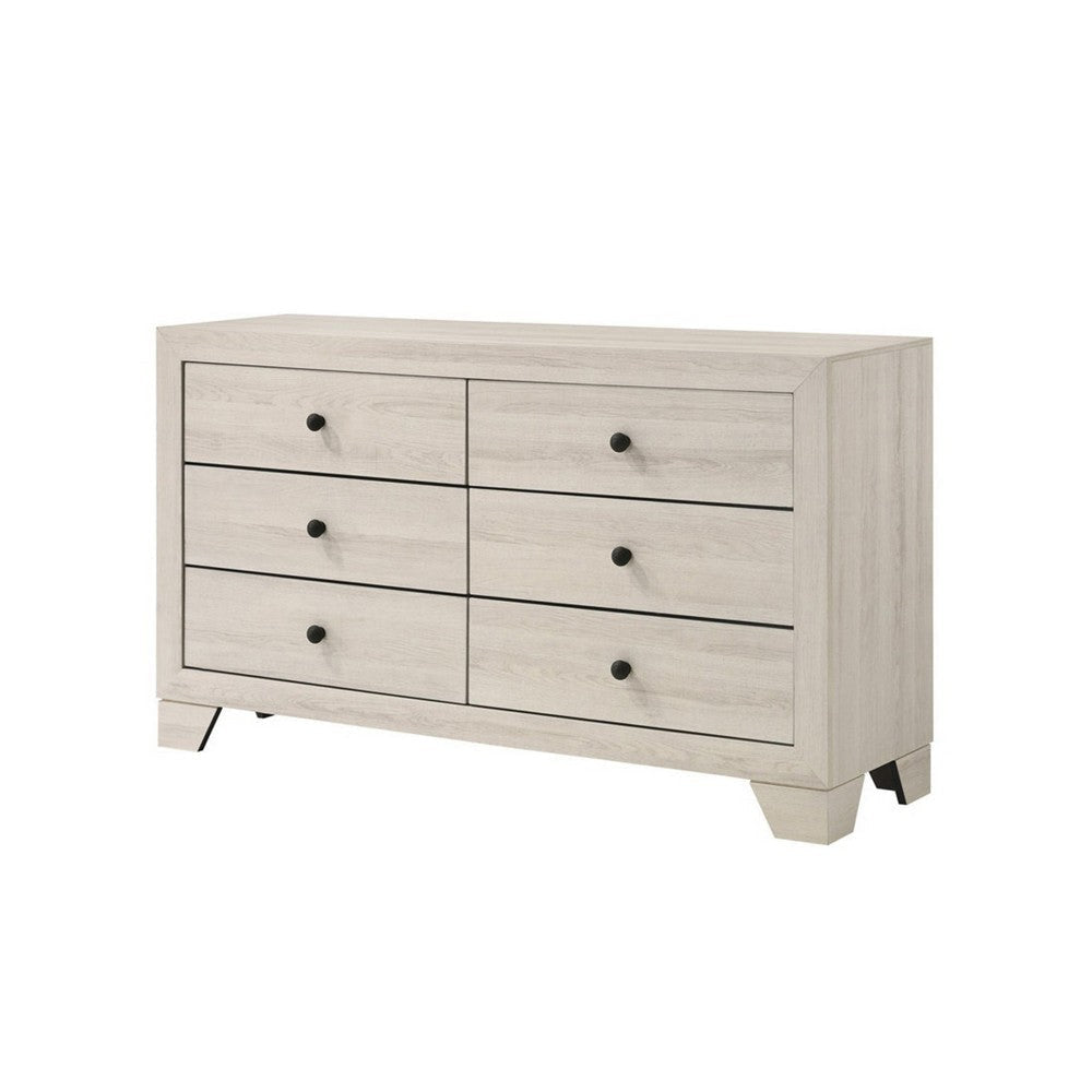Cuzzy Wide Dresser & Mirror Set w 6 Drawers | White Wood BM338392