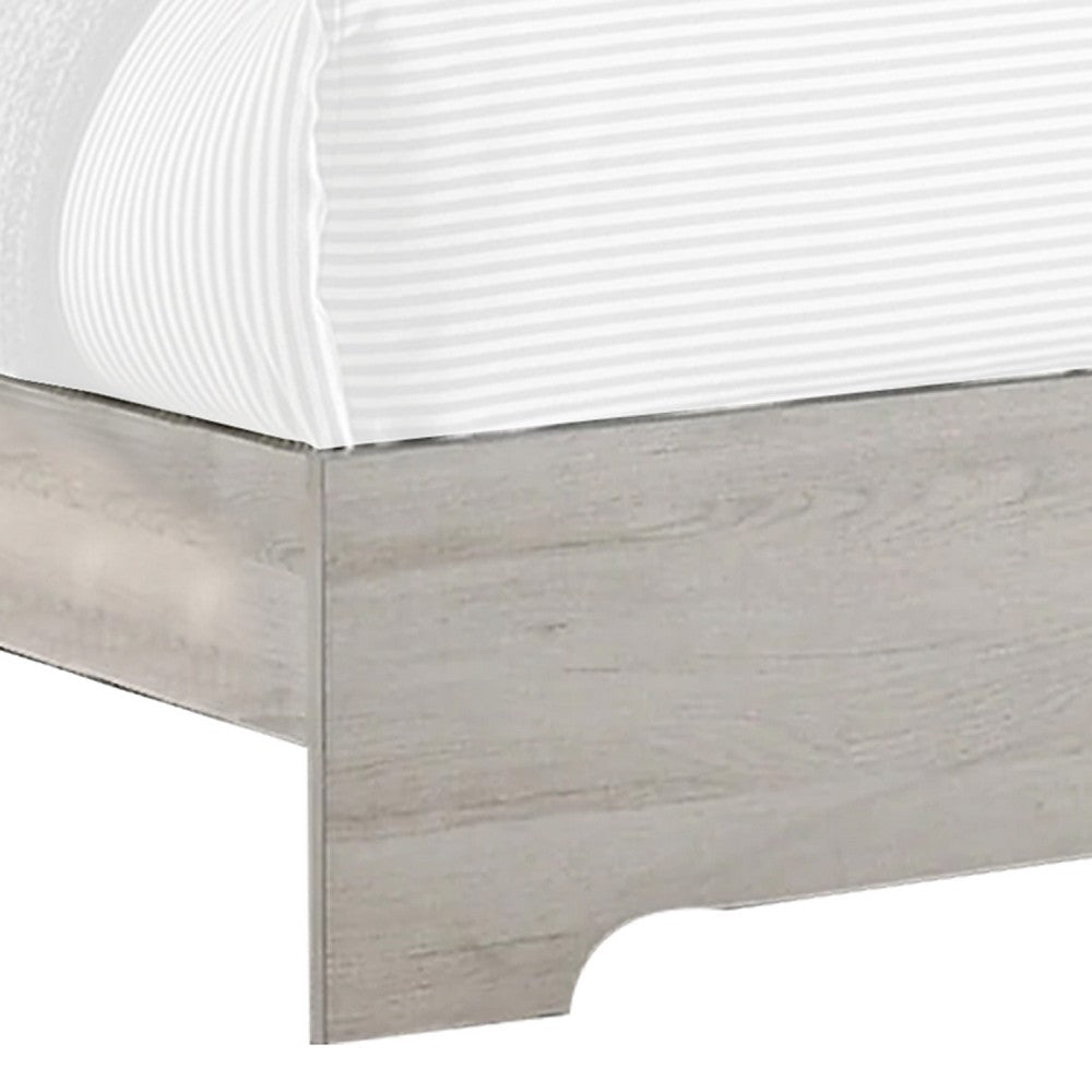 Cuzzy Queen Platform Bed w Panel Headboard | Low Profile White Wood BM338397