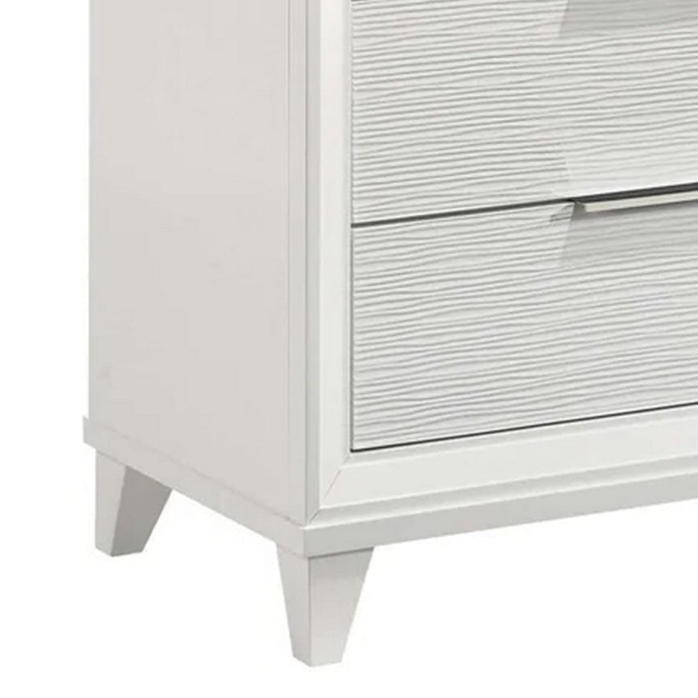 Ressy Tall Dresser Chest w 5 Drawers | Contemporary White Wood BM338401