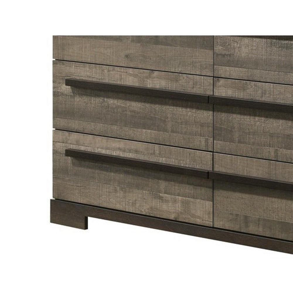 Ruthe Wide Dresser w 6 Drawers | Ebony Black | Gray Wood BM338404