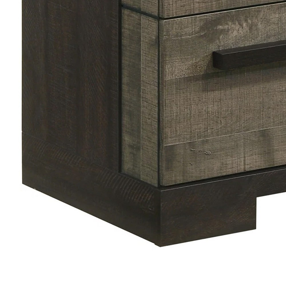 Ruthe Tall Dresser Chest w 4 Drawers | Ebony Black | Gray Wood BM338406