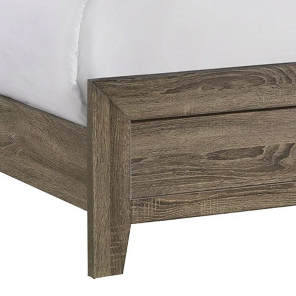 Shannon Full Panel Bed w Nailhead Trim | Ivory Fabric | Gray Wood BM338419
