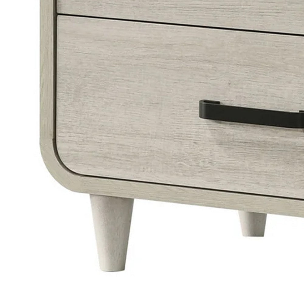 Meni Nightstand | 2 Drawers | Black Metal Handles | Scandinavian White BM338435