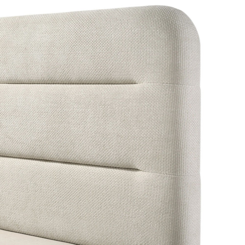 Meni King Size Bed | Scandinavian White Upholstered Panel Headboard BM338438