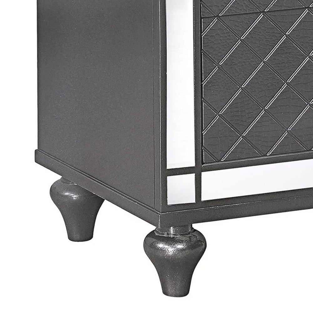 Reff Nightstand | 2 French Dovetail Drawers | Crystal Knobs | Gray BM338454