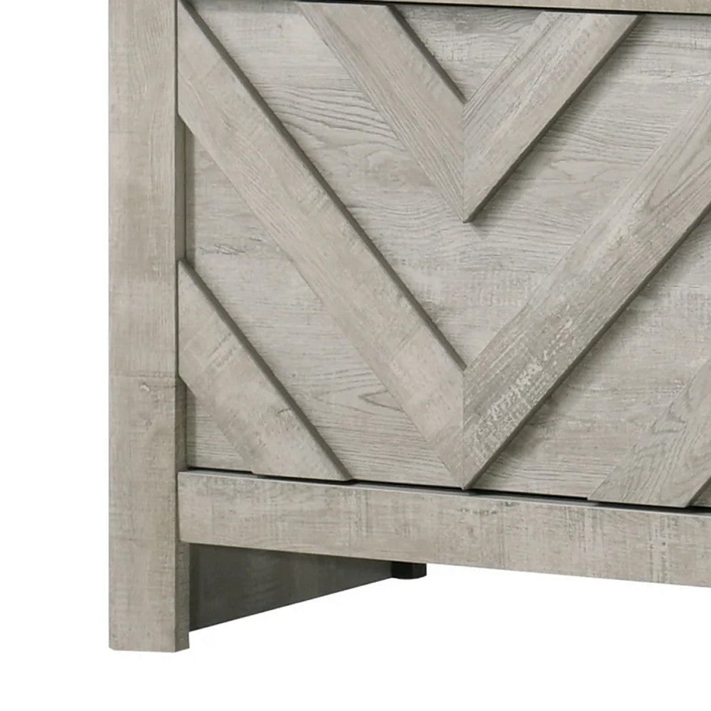 Velz TV Media Stand Console | 2 Chevron Doors | Open Shelves | Beige BM338474