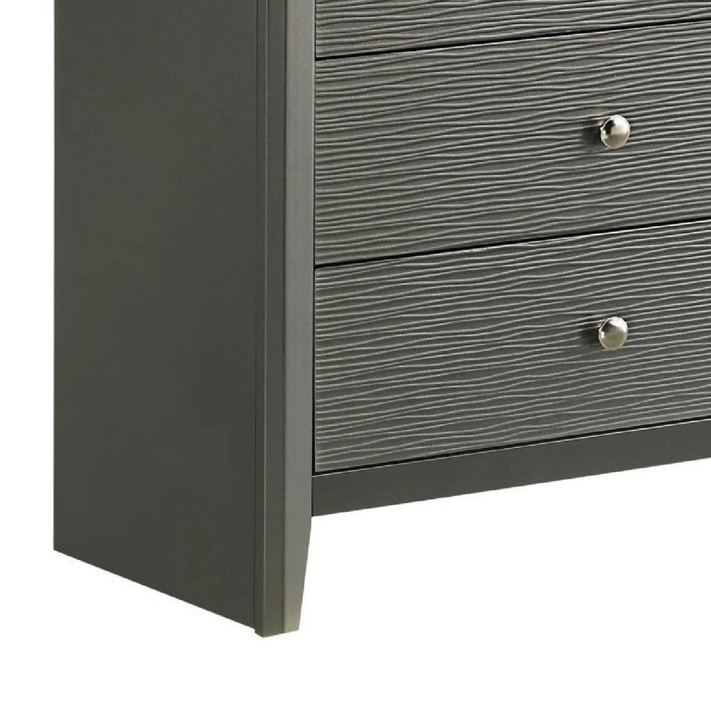 Deny 2pc Dresser and Mirror Set | 9 Drawers | Silver Knobs | Metallic Gray Wood BM338505