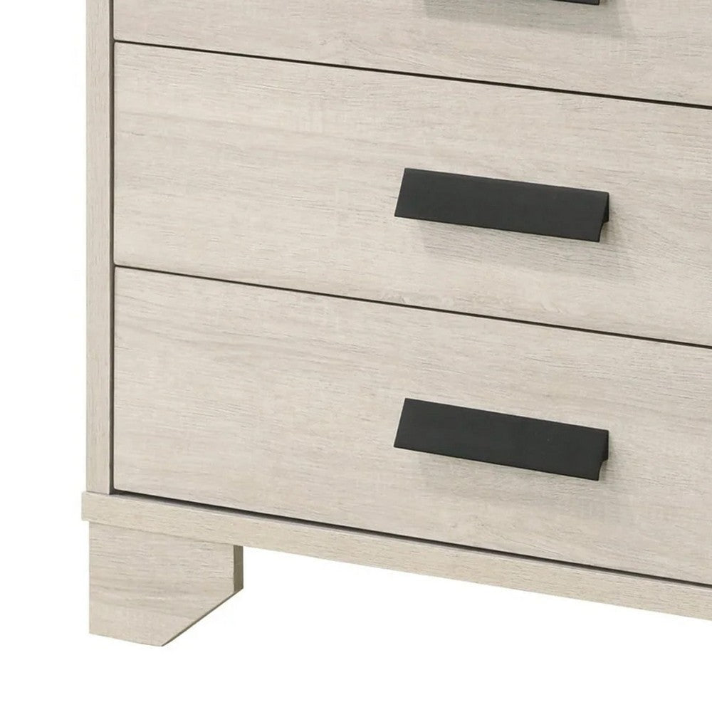 Sary Tall Dresser Chest | 5 Drawers | Black Finger Handles | Off White Wood BM338514