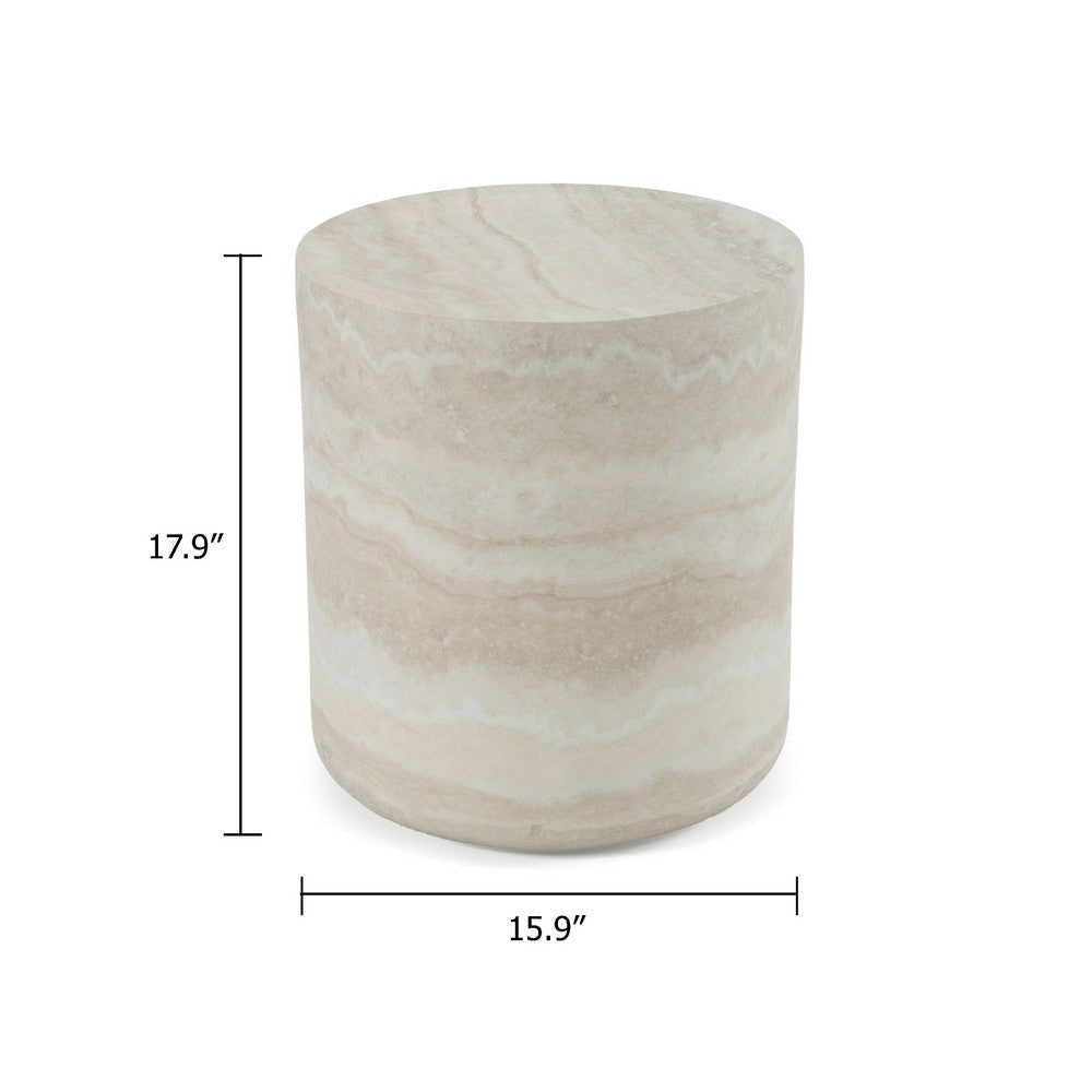 Cid Bena End Table | Beige Travertine Sculptural Design | 16’’ BM338530
