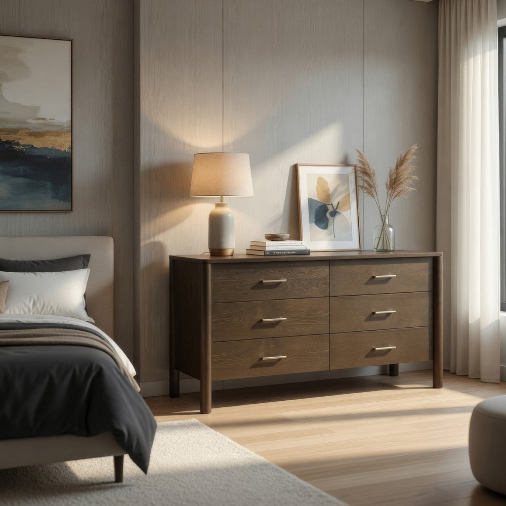 Cid Caro Wide Dresser | 6 Drawers | Wenge Brown Rubberwood