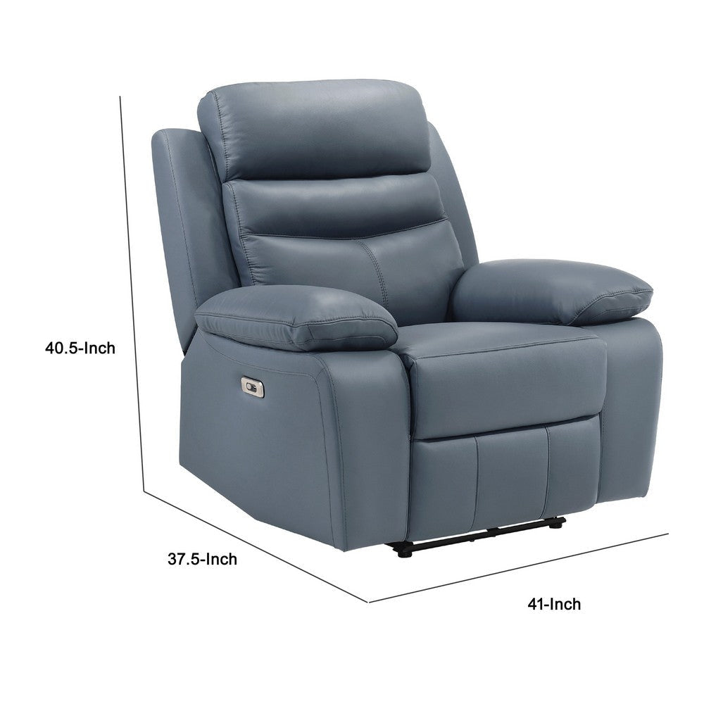 Hanna Power Reclining Chair | Blue Top Grain Leather Cushions | USB BM338553
