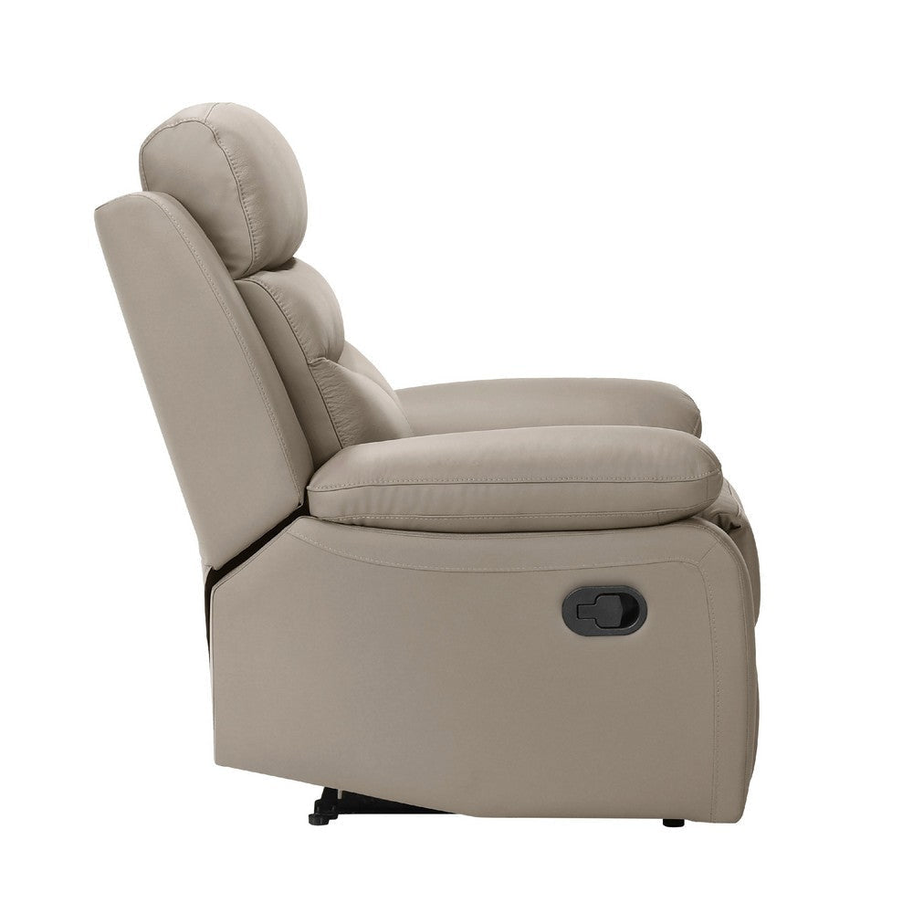 Hanna Manual Reclining Chair | Latte Brown Top Grain Leather Cushions BM338558