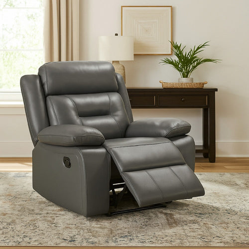 Conia Manual Reclining Chair | Dark Gray Top Grain Leather BM338564