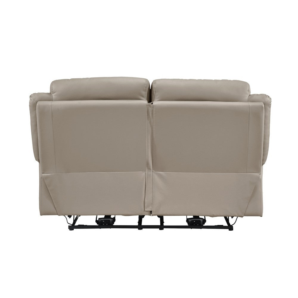 Conia Power Double Recliner Loveseat | USB | Latte Beige Leather 63’’ BM338573