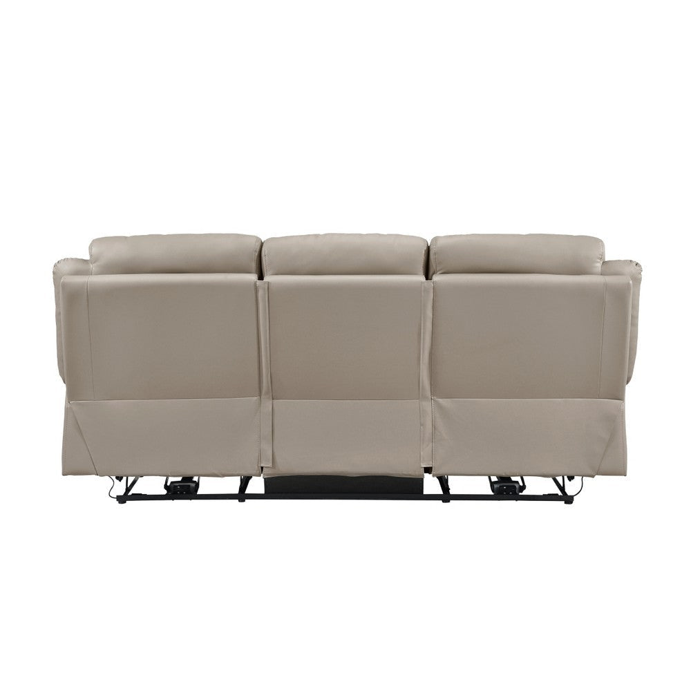 Conia Power Double Reclining Sofa | Latte Beige Leather | USB | 87’’ BM338575