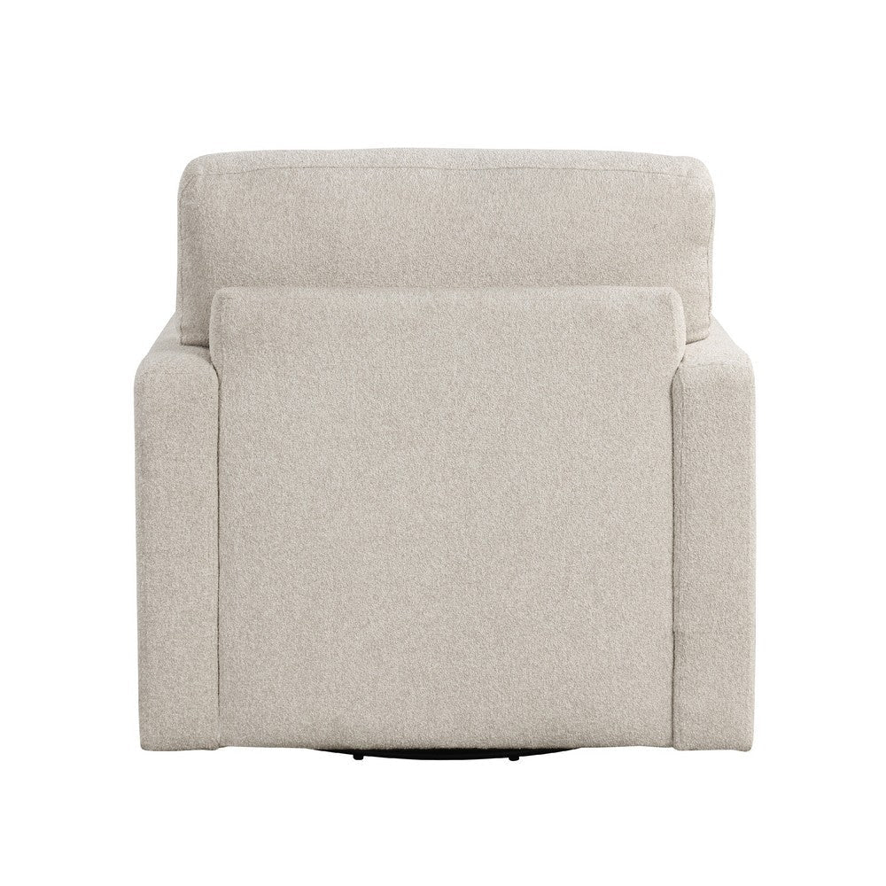 Ompa Swivel Armchair with Lumbar Pillow | Cream Beige Boucle BM338582