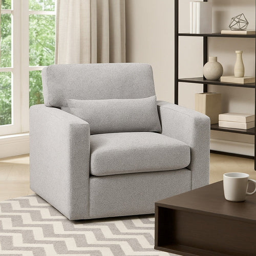 Ompa Swivel Armchair with Lumbar Pillow | Cloud Gray Boucle