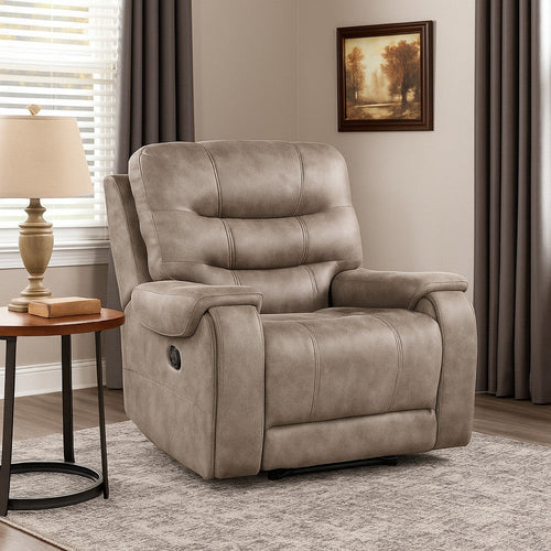 Erron Manual Reclining Chair | Gray Brown Microfiber | Foam Cushions