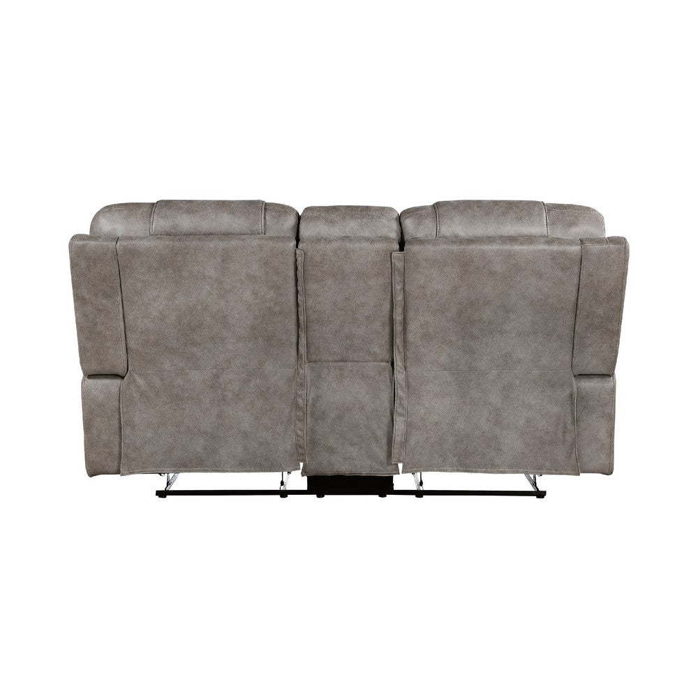 Erron Manual Double Recliner Loveseat with Console | Gray Brown 77’’ BM338587