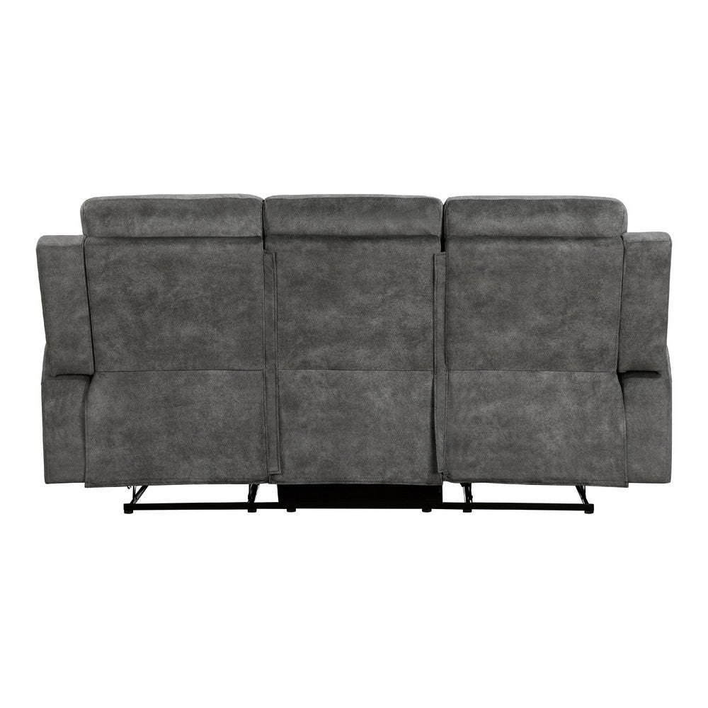 Tesy Manual Double Reclining Sofa | Dark Gray Brown Microfiber | 80’’ BM338591